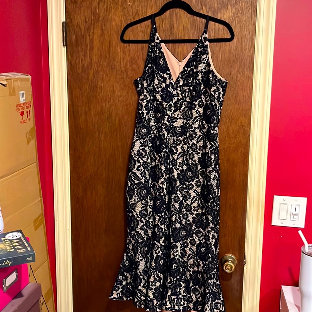Black and nude lace dress